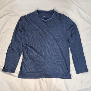 George - Men's Striped Long-Sleeve Tee Black & Blue Medium